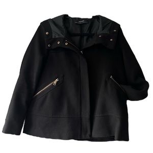 Zara Outerwear Baby Doll Jacket Hoodie black with gold hardware sz medium